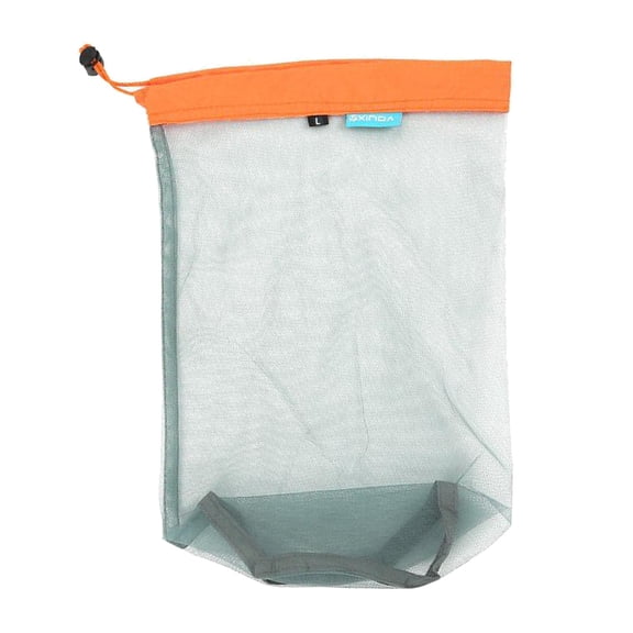 Sacks Nylon Mesh Drawstring Storage Bag for Camping Travel , , as described Orange L