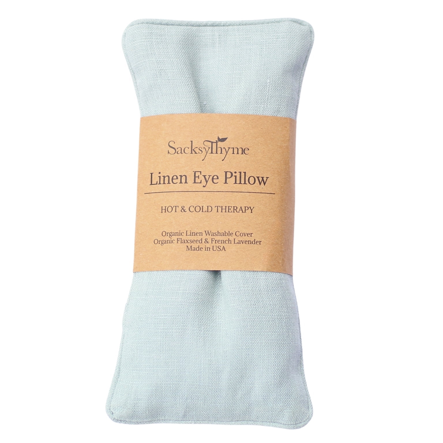 SacksyThyme Linen Eye Pillow, Flaxseed and Lavender - Stress Relief Eye Pillow, Microwave for Hot or Freeze for Cold Eye Compress, Heated Eye Mask for Meditation Yoga, Migraine, Sleep, Made in USA
