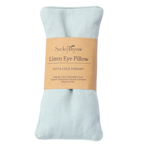 SacksyThyme Linen Eye Pillow, Flaxseed and Lavender - Stress Relief Eye Pillow, Microwave for Hot or Freeze for Cold Eye Compress, Heated Eye Mask for Meditation Yoga, Migraine, Sleep, Made in USA