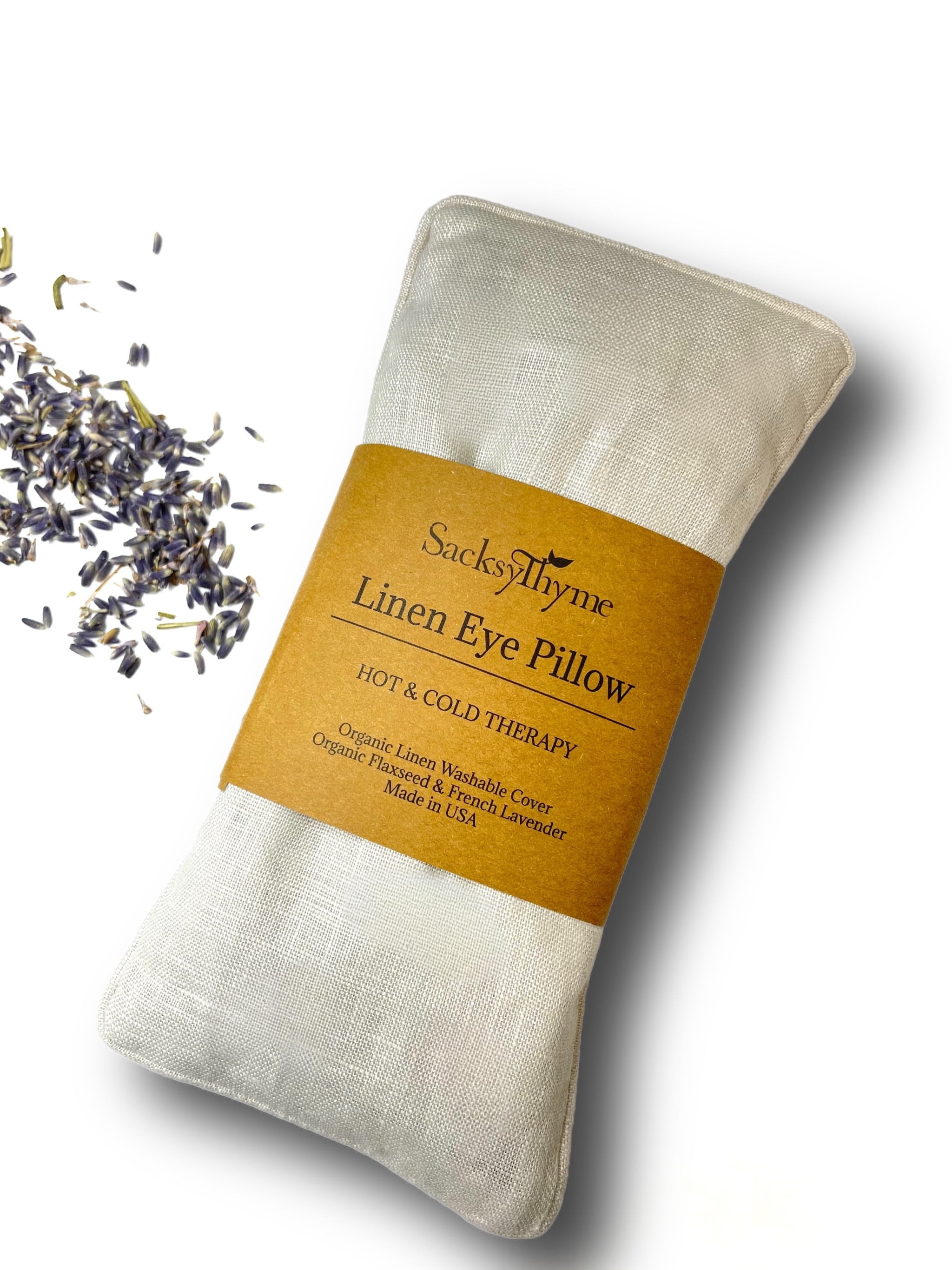 SacksyThyme Linen Eye Pillow, Flaxseed and Lavender Stress Relief Eye