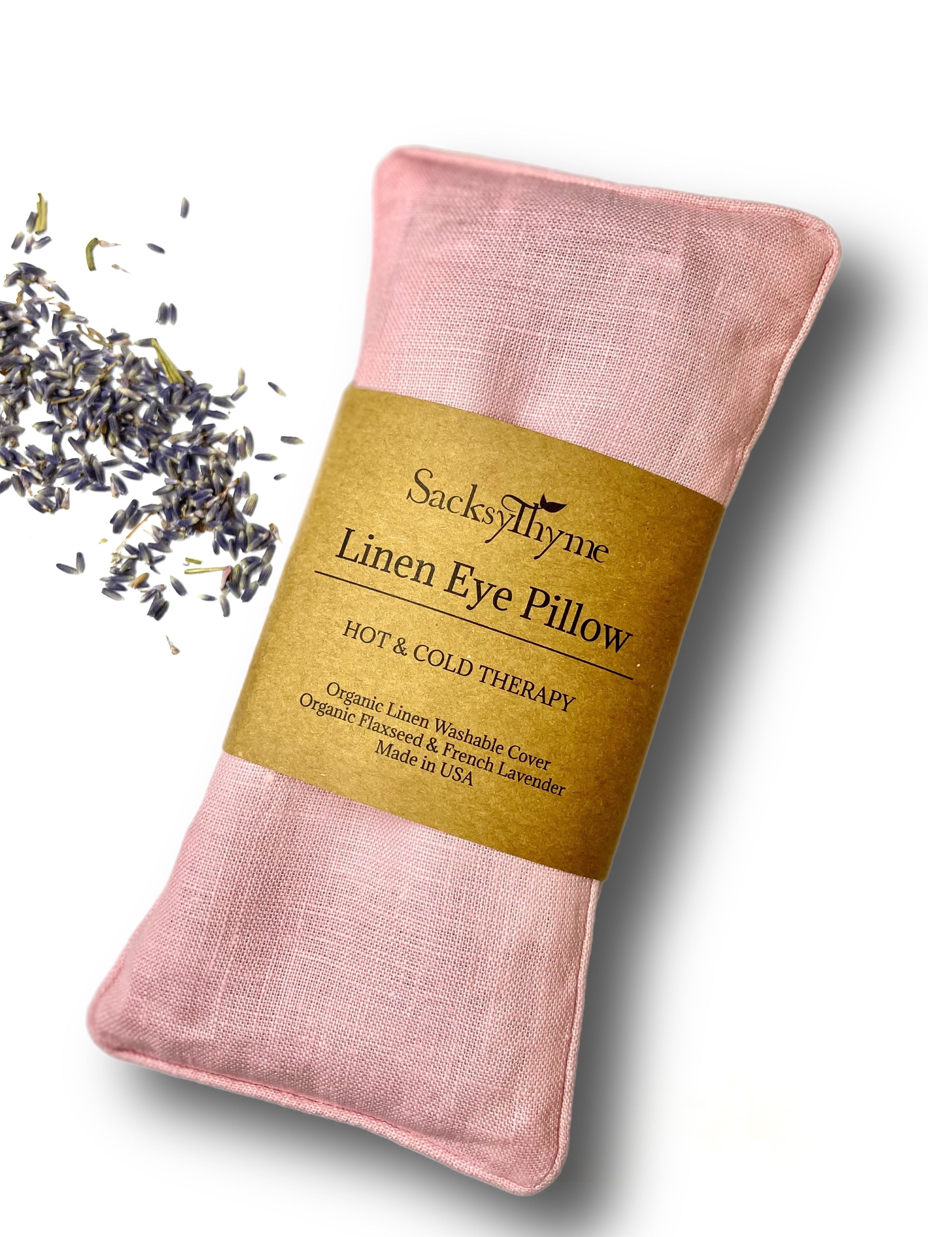 SacksyThyme Linen Eye Pillow, Flaxseed and Lavender Stress Relief Eye