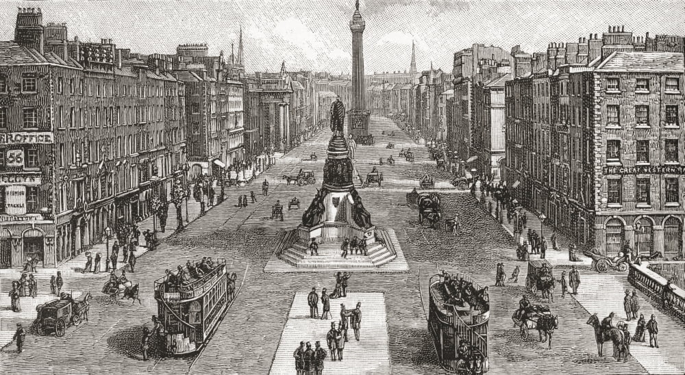 Sackville Street (now OConnell Street) in 1924 Dublin Ireland From Cities of the World published c1893 Canvas Art - Ken Welsh Design Pics (36 x 20)