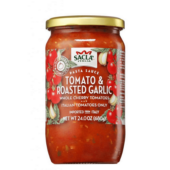 Sacla Imported Italian Cherry Tomato & Roasted Garlic Pasta Sauce, 24 oz Pack of 6