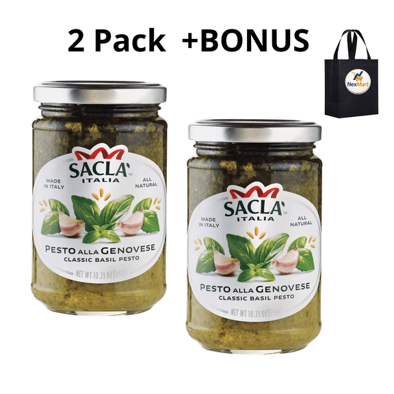 Sacla Pesto Alla Genovese Classic Basil Pesto 10.23 oz 2 PK+ Bonus