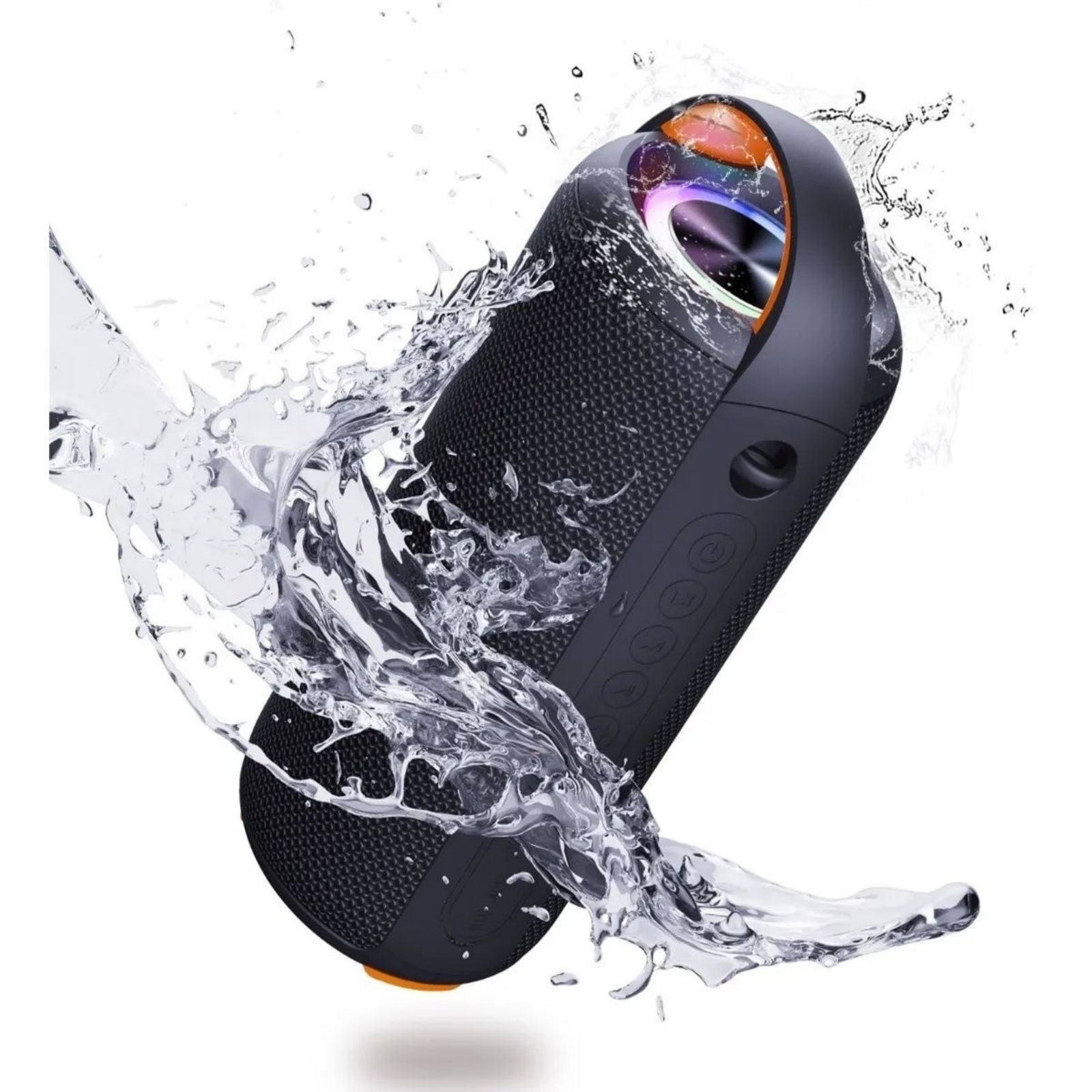 Sacoll Portable Bluetooth Speaker, IPX6 Waterproof, Black Wireless Speaker with LED Light, 24H Ultra-Long Playtime