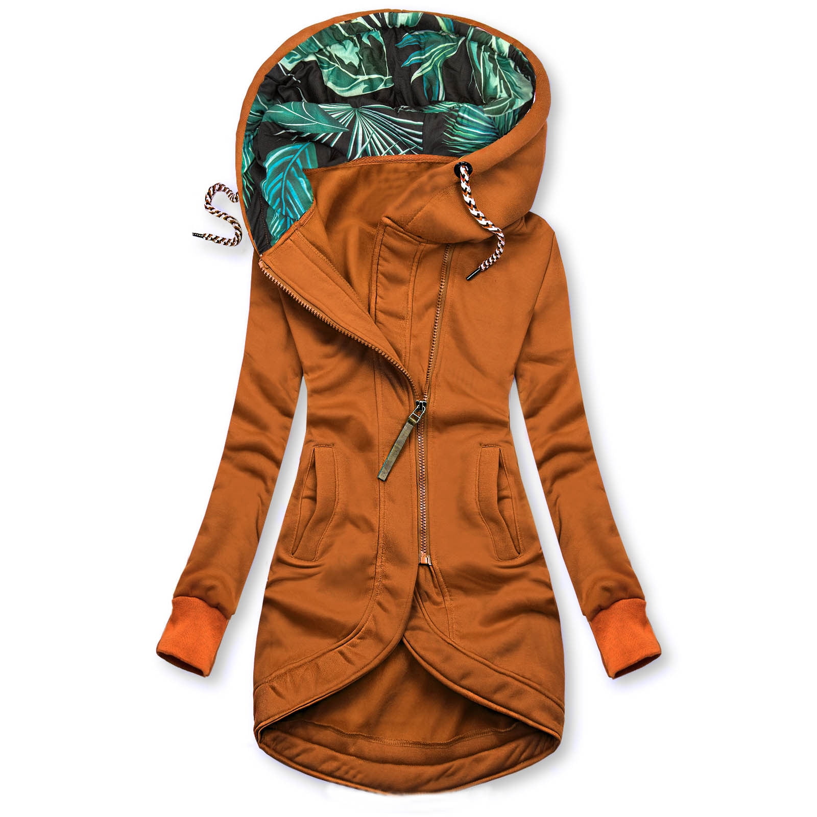Sacos Para Mujer, Winter Jackets for Women Full Zip Up Hoodie Coats  Lightweight Long Sleeve Flroal Printed Hooded Outwear with Pockets Ropa De  Invierno Para Mujer 