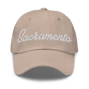 Sacramento Baseball Cap Sacramento Dad Hat Bold Script California CA Hat Embroidered Souvenir Gift Stone
