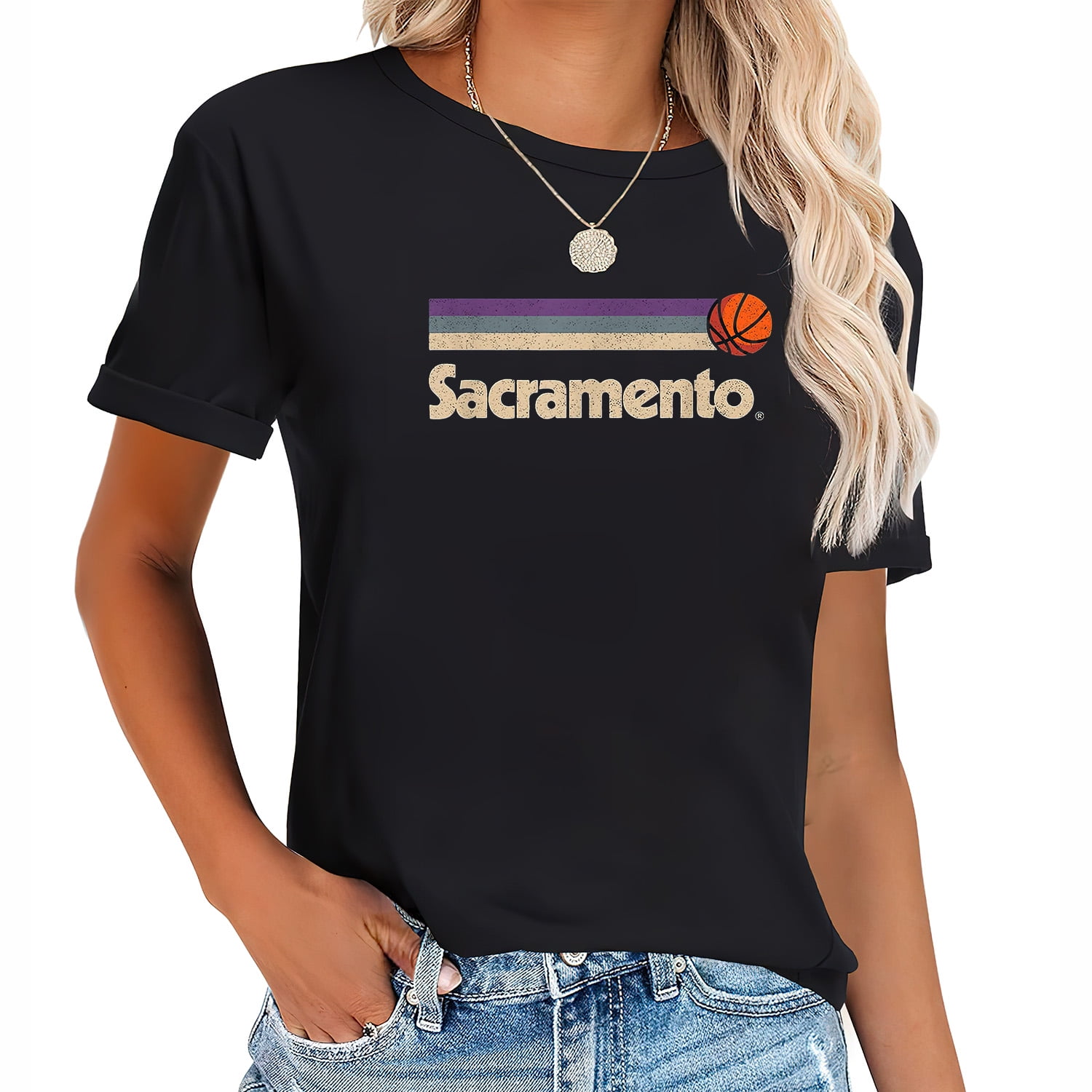 Sacramento Basketball B-Ball City California Sacra Summer Tops for ...