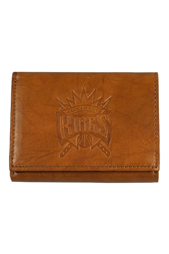 Sacramento Basketball Kings Brown Leather Embossed Trifold Wallet