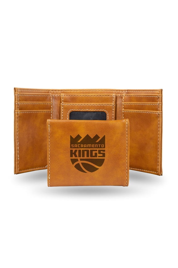 Sacramento Basketball Kings Brown Trifold Wallet with Clear ID Window