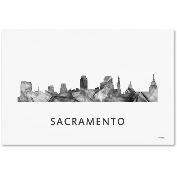 Sacramento California Skyline WB-BW' Canvas Art by Marlene Watson