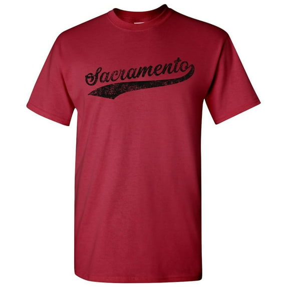 Sacramento City Baseball Script Basic Cotton T-Shirt - 3X-Large - Cardinal