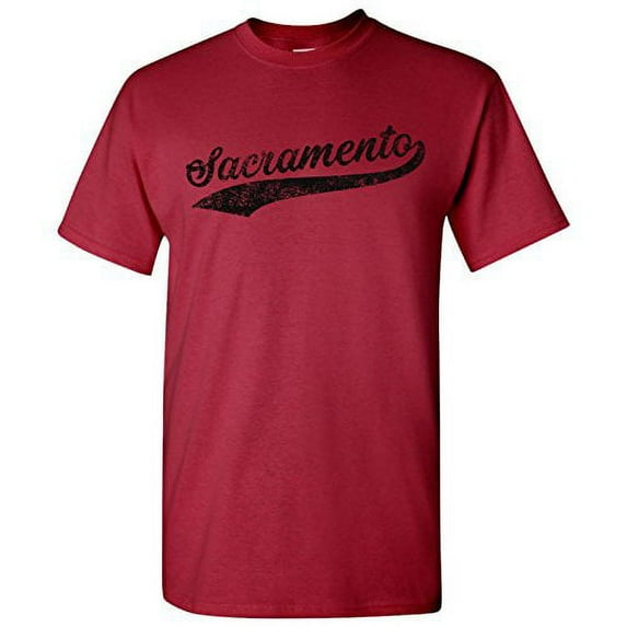 Sacramento City Baseball Script Basic Cotton T-Shirt - X-Large - Cardinal