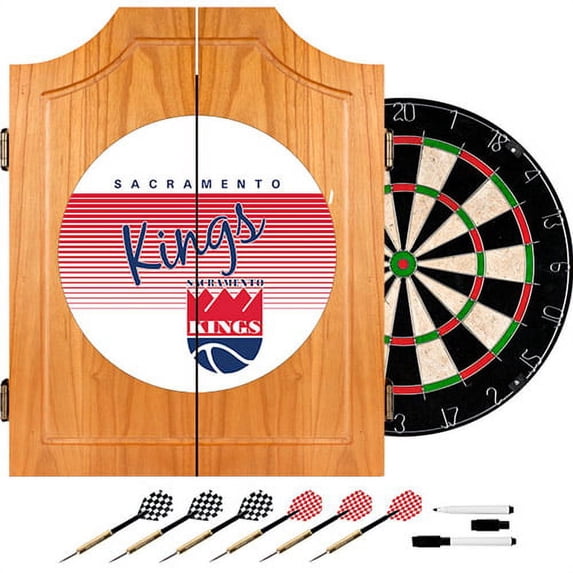 Trademark Global NBA7000HC-SK NBA Hardwood Classics Wood Dart Cabinet - Sacramento Kings