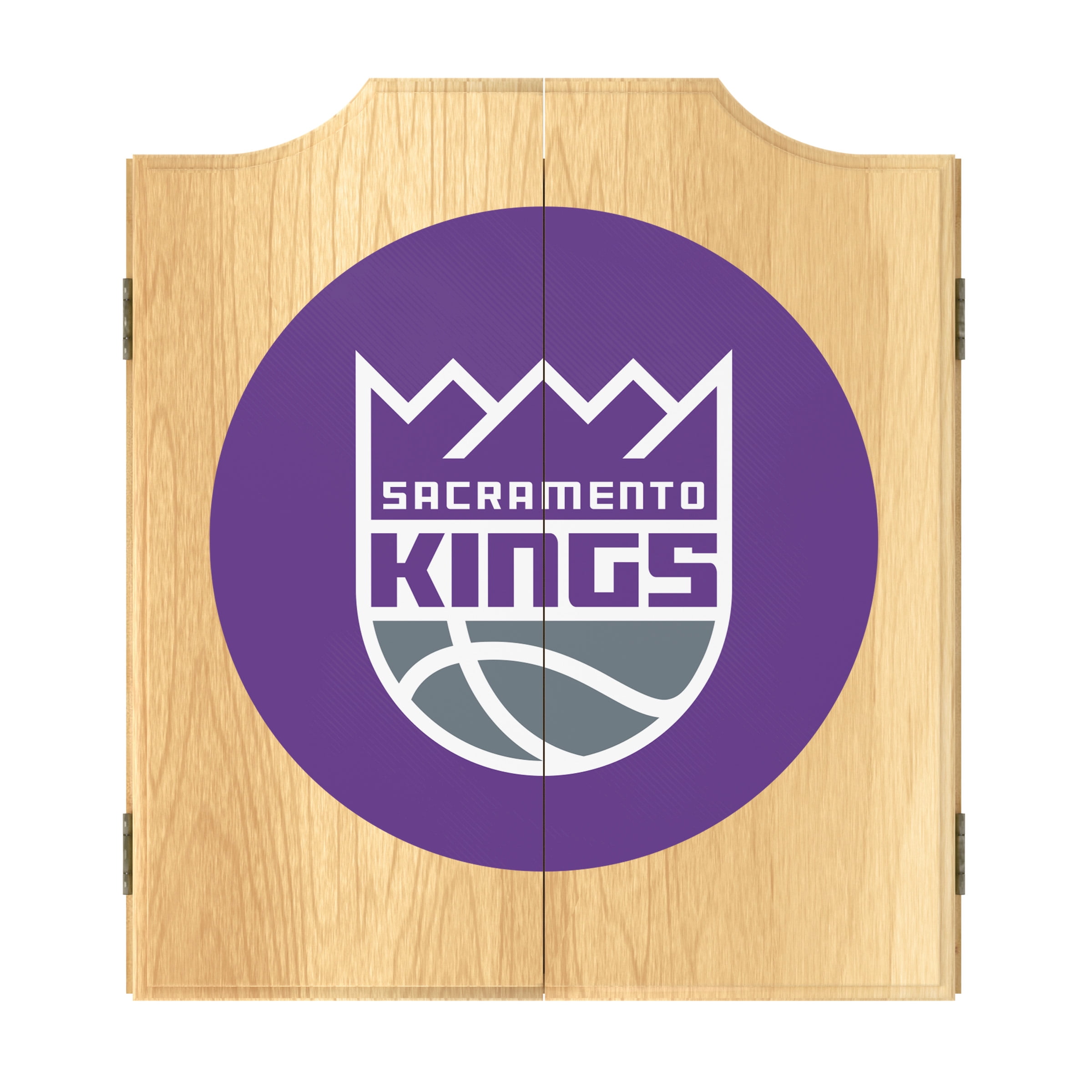 Sacramento Kings Logo Dart Board Cabinet Set with 6 Steel Tip Darts