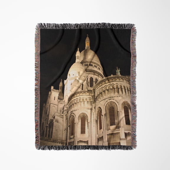 Sacre Coeur At Night, Paris, France, Woven Blanket
