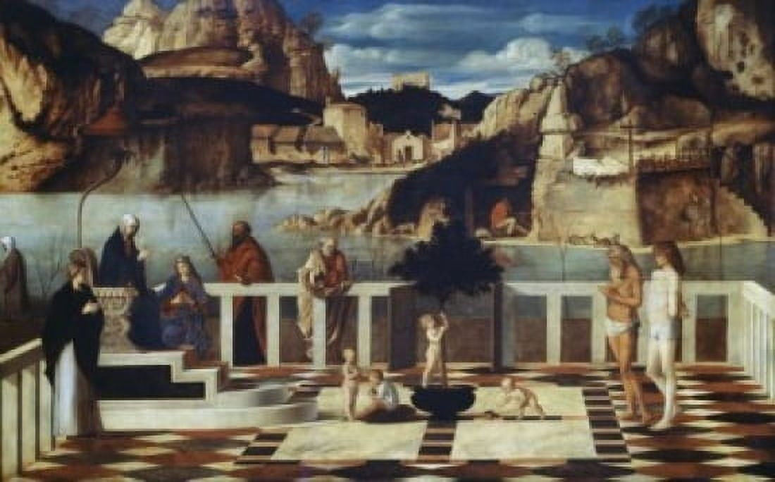 Sacred Allegory Giovanni Bellini (ca1430-1516 Italian) Oil On Wood Panel Galleria degli Uffizi Florence Italy Canvas Art - Giovanni Bellini (24 x 36)