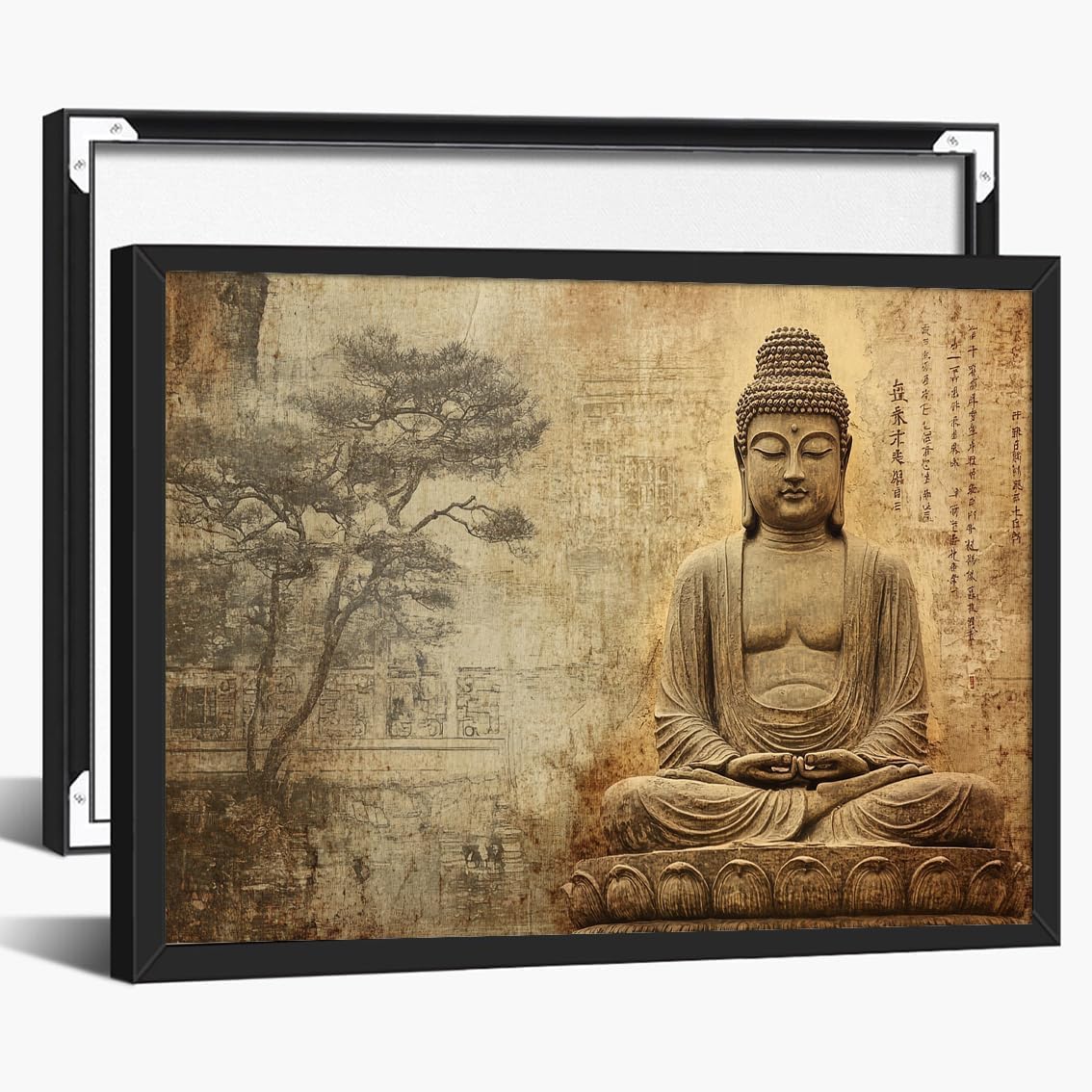 Sacred Buddha Meditation Wall Art Soft Blue Lotus Pond Candle Poster ...