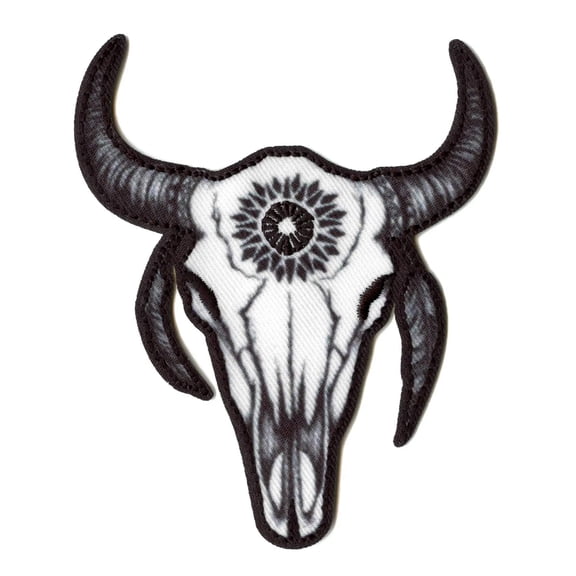 Sacred Bull Skull Patch Tribal Embroidered Iron On