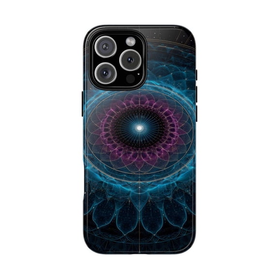 Sacred Circles with Angular Weave Teal Light Abstract Pattern Phone Case for 17 16 15 14 13 12 11 Pro Max