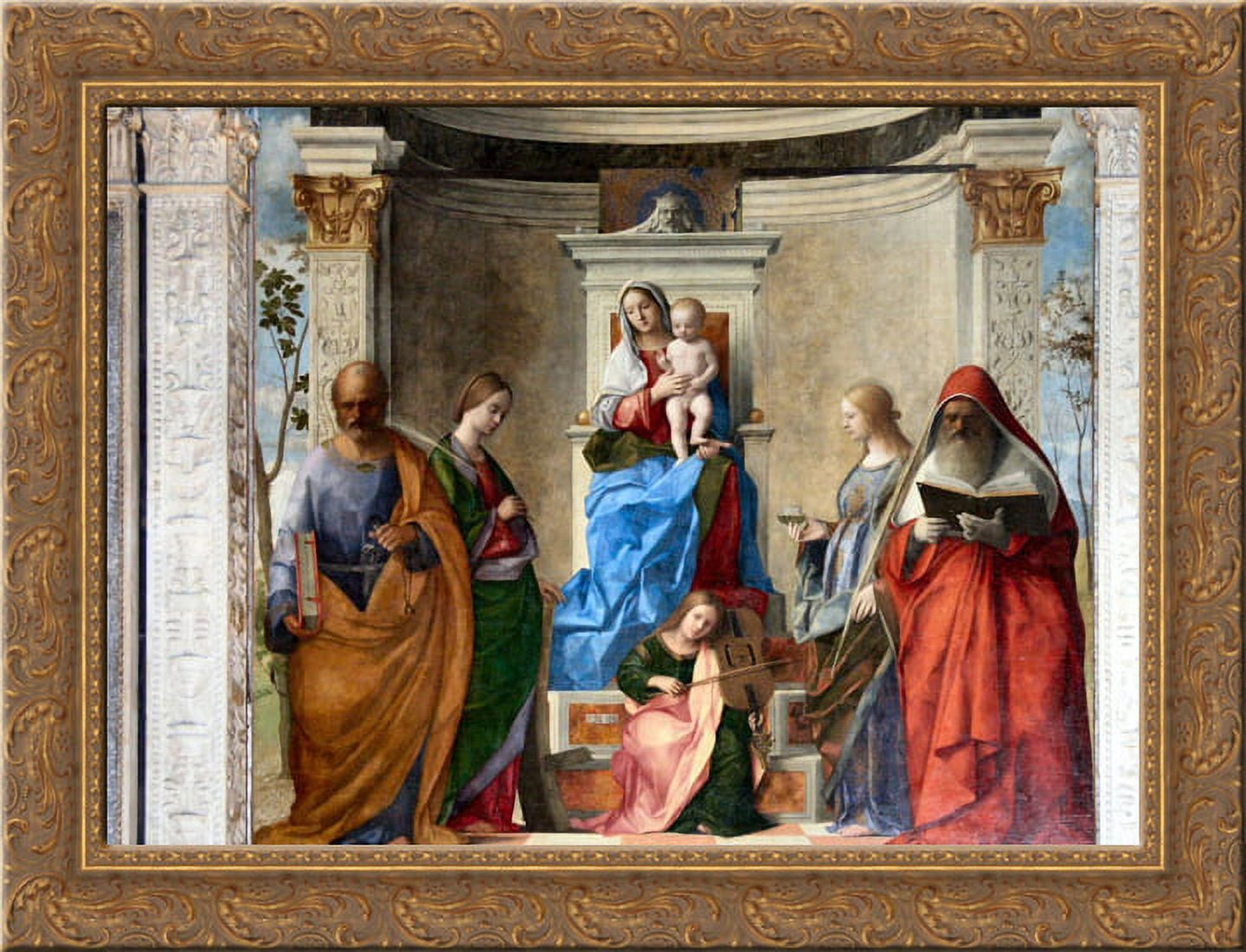 Sacred Conversation 24x20 Gold Ornate Wood Framed Canvas Art by Bellini ...