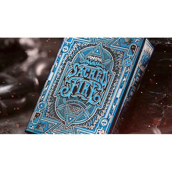 Sacred Fire (Sapphire Blaze) Gilded Playing Cards by Riffle Shuffle