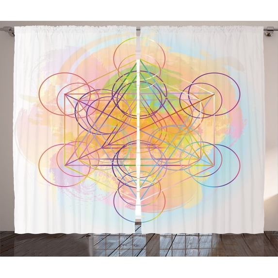 Ambesonne Colorful Curtains 2 Panel Set, Psychedelic Flower, 108" x 90", Multicolor