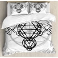 thumbnail image 1 of Sacred Geometrty Decor Queen Size Duvet Cover Set, Simplistic Seed of Life Symbol with Vortex Motion with Spheres Print, Decorative 3 Piece Bedding Set with 2 Pillow Shams, Black Grey, by Ambesonne, 1 of 3