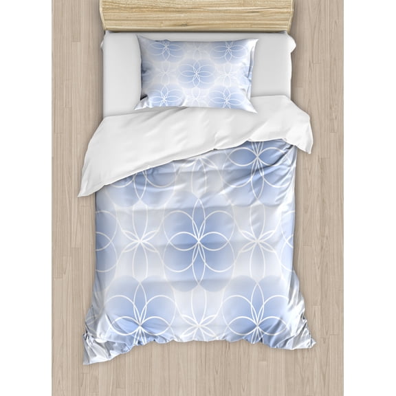 Sacred Geometrty Decor Twin Size Duvet Cover Set, Proportion of the World Figure with Intersecting Concentric Spiral Art, Decorative 2 Piece Bedding Set with 1 Pillow Sham, Sof Blue, by Ambesonne