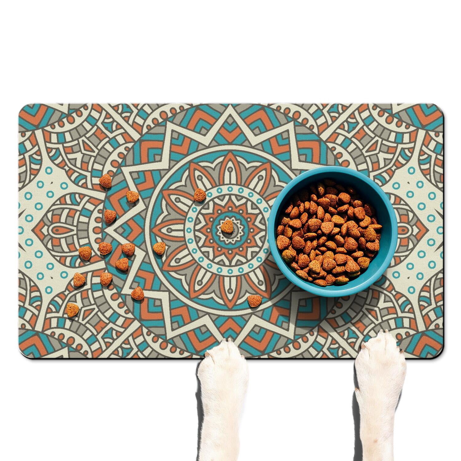 Vegan Pet Food Eco Conscious Reference: Sacred Geometry Dog Food Mat Waterproof Mandala Pet Placemat With