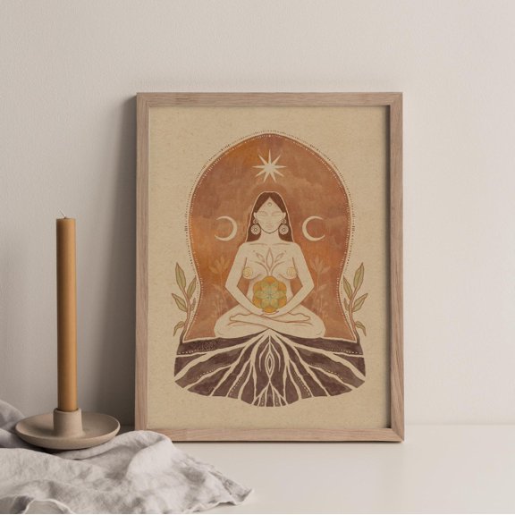 Sacred Geometry Goddess Wall Art Print, Unframed Paper Poster 8x10in