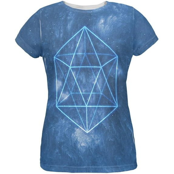 Sacred Geometry Icosahedron Crystal Wind All Over Womens T Shirt Multi X-LG
