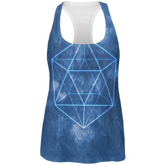 Sacred Geometry Icosahedron Crystal Wind All Over Womens Work Out Tank Top Multi SM