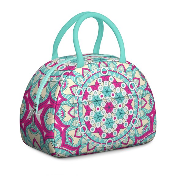 Sacred Geometry Lunch Tote - Precision Drawn Mystic Mandala, Reusable Insulated Bag for Mathematicians/Philosophers