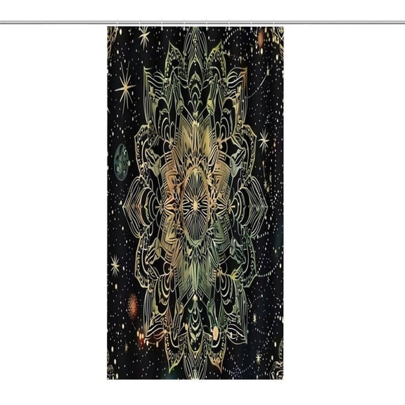 Sacred Geometry Mandala Print Shower Curtain,Cloth Fabric Waterproof Polyester Bathroom Home Decor Set with Hooks