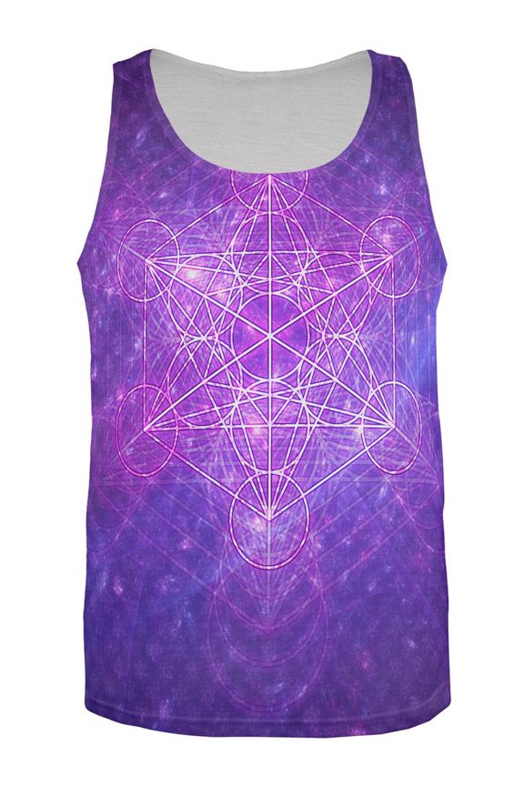 Sacred Geometry Metatron Cube Map of Creation All Over Mens Tank Top Multi SM