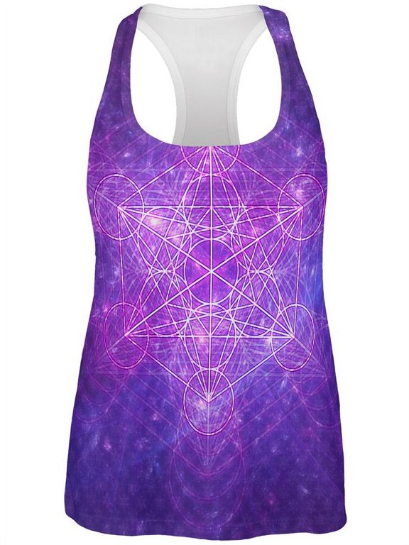 Sacred Geometry Metatron Cube Map of Creation All Over Womens Work Out Tank Top Multi MD