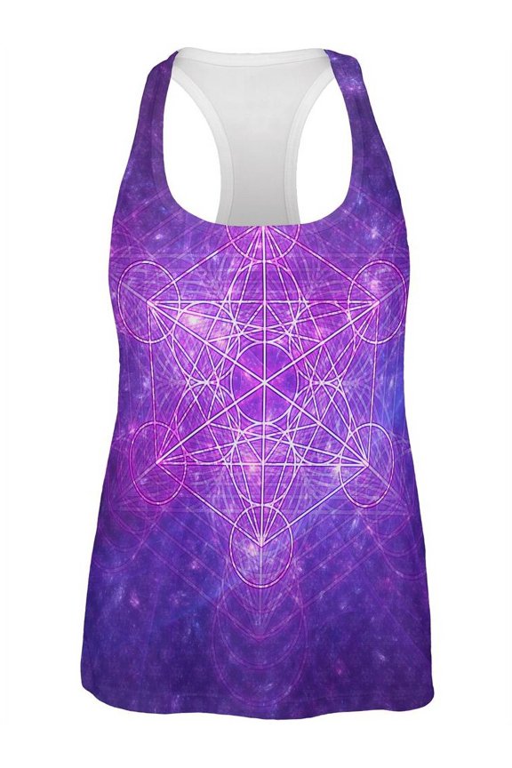 Sacred Geometry Metatron Cube Map of Creation All Over Womens Work Out Tank Top Multi X-LG