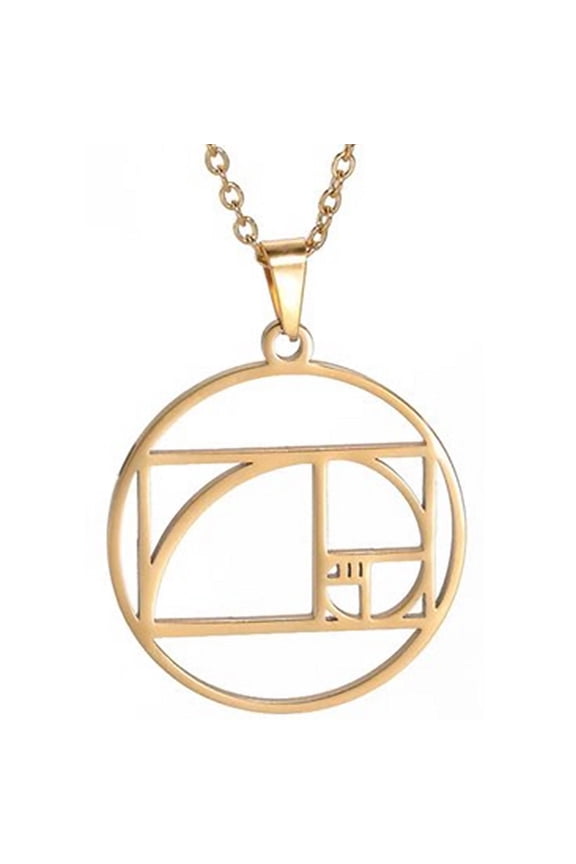 Sacred Geometry Necklace Gold PVD Stainless Steel Fibonacci Spiral Pendant
