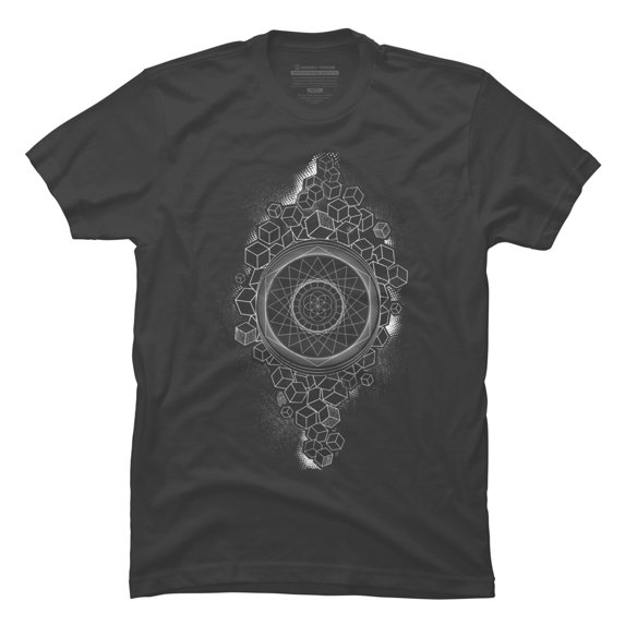 Sacred Geometry - Seed of LIfe Mens Charcoal Gray Graphic Tee - Design By Humans XL