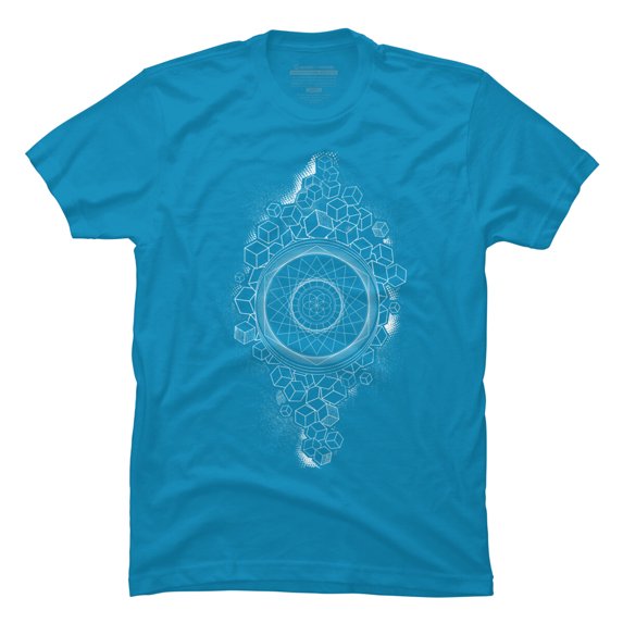 Sacred Geometry - Seed of LIfe Mens Turquoise Blue Graphic Tee - Design By Humans 3XL