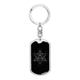 thumbnail image 1 of Sacred Geometry Star Tetrahedron Stylized Version Stainless Steel or 18k Gold Premium Swivel Dog Tag Keychain, 1 of 16