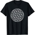 thumbnail image 1 of Sacred Geometry Streetwear T-Shirt，Flower Of Life Graphic Tee Tops for Women，Round neck，Fashion，cotton，black，S-5XL, 1 of 1