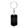 thumbnail image 1 of Sacred Geometry The Fruit of Life Stylized Version Stainless Steel or 18k Gold Premium Swivel Dog Tag Keychain, 1 of 16