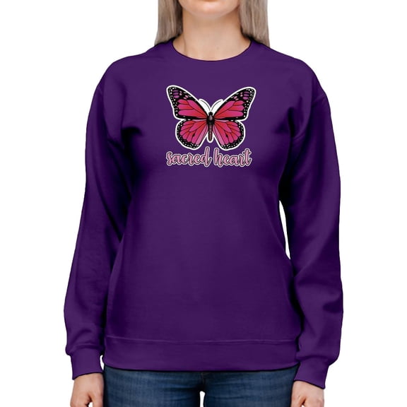 Sacred Heart Butterfly Sweatshirt Women -Smartprints Designs, Female 3X-Large