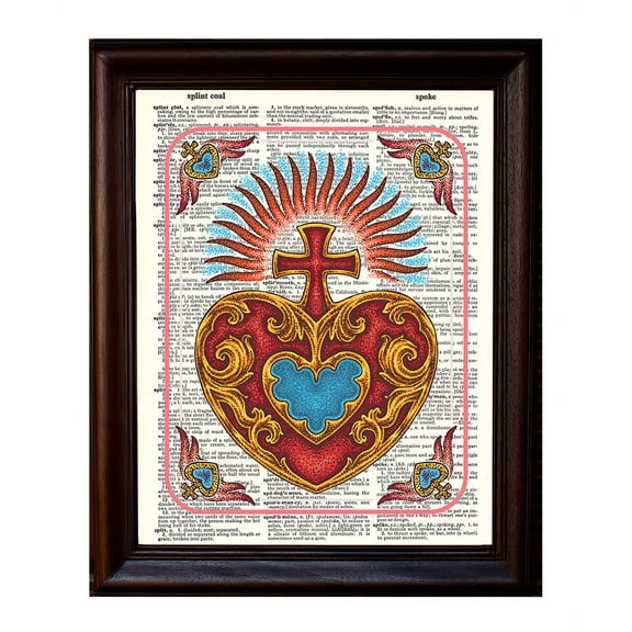 Sacred Heart - Dictionary Art Print Printed On Authentic Vintage Dictionary Book Page - 8 x 10.5