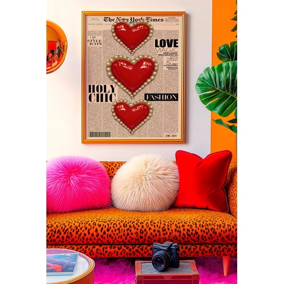 Sacred Heart Fashion Collage Art Glam Maximalist Wall Decor, Unframed Poster
