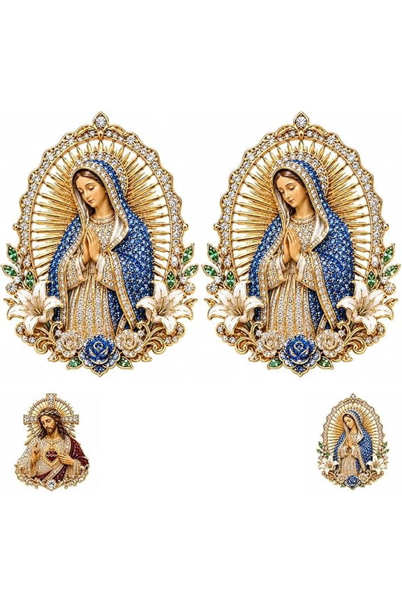 Sacred Heart of Jesus Brooch, Catholic Lapel Pin With Cross Design, Religious Jewelry for Confirmation Easter, Christian Faith Accessory for Women Men(2pcs-Style B)Q