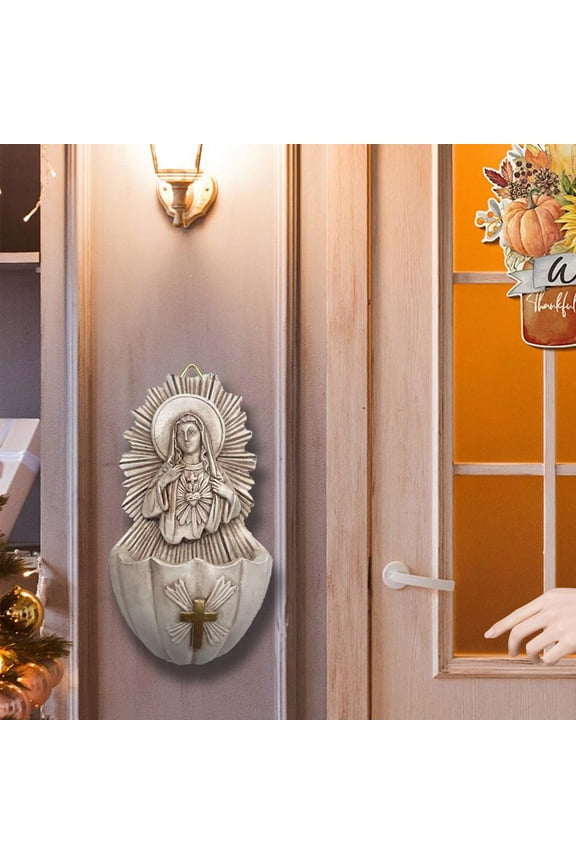Sacred Heart Of Mary Holy Water Font Resin Catholic Holy Water Font For Entrance Home Wall Hanging Religious Gifts Christmas Decorations for Home Of The Day