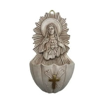 Sacred Heart of Mary Wall Mount Holy Water Font,Resin Sacred Heart of Mary Catholic Hanging Religious, Holy Water Font Resin Catholic Holy Water Font for Entrance Home Wall Hanging Religious Gifts